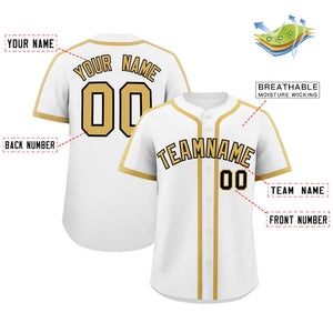 Custom White Khaki Personalized Classic Authentic Baseball Jersey