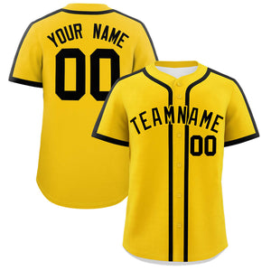 Custom Gold Black Personalized Classic Authentic Baseball Jersey