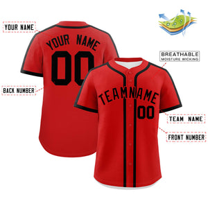 Custom Red Black Personalized Classic Authentic Baseball Jersey