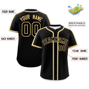 Custom Black Old Gold Personalized Classic Authentic Baseball Jersey