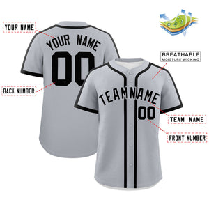 Custom Gray Black Personalized Classic Authentic Baseball Jersey