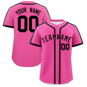 Custom Pink Black Personalized Classic Authentic Baseball Jersey