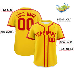 Custom Gold Red Personalized Classic Authentic Baseball Jersey