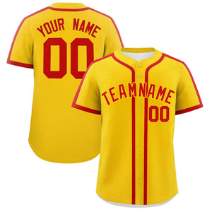 Custom Gold Red Personalized Classic Authentic Baseball Jersey