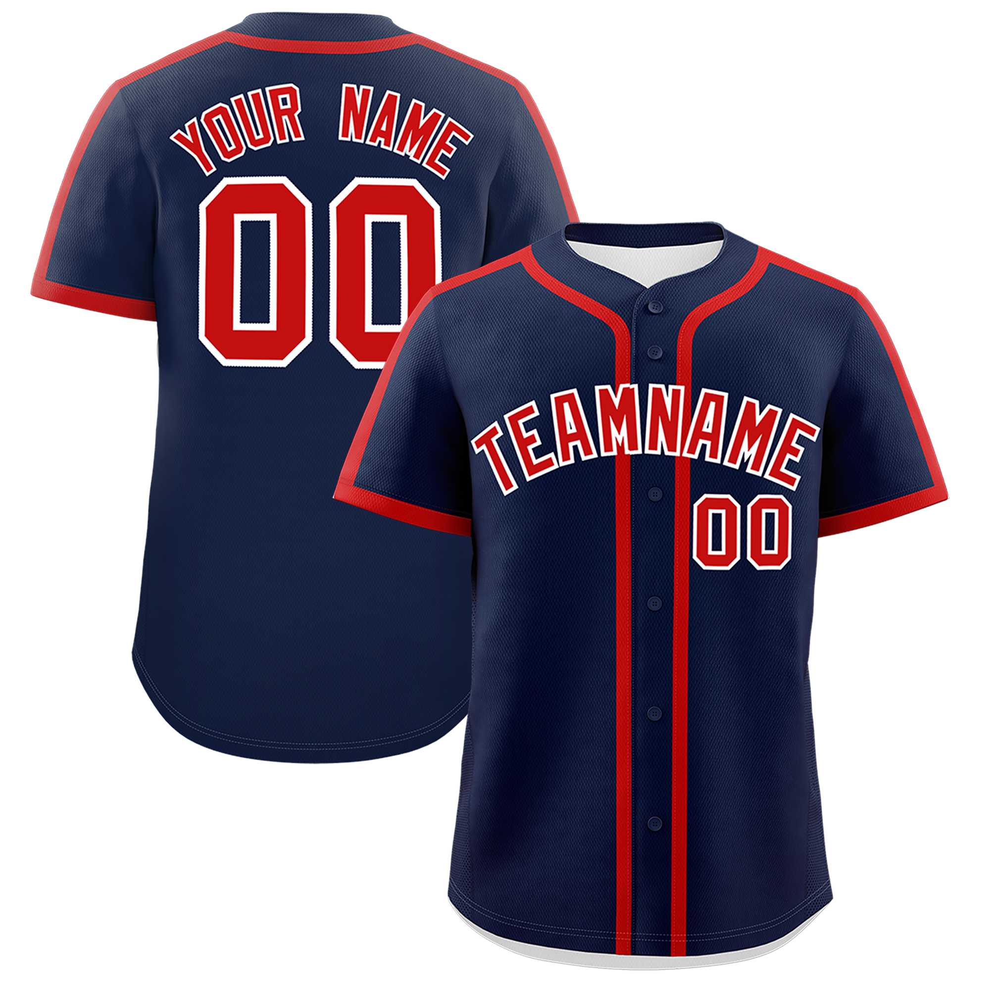 Custom Navy Red Personalized Classic Authentic Baseball Jersey