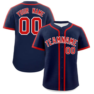 Custom Navy Red Personalized Classic Authentic Baseball Jersey