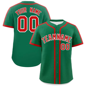 Custom Kelly Green Red Personalized Classic Authentic Baseball Jersey