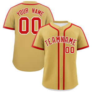 Custom Old Gold Red Personalized Classic Authentic Baseball Jersey