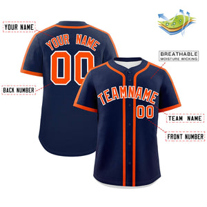 Custom Navy Orange Personalized Classic Authentic Baseball Jersey