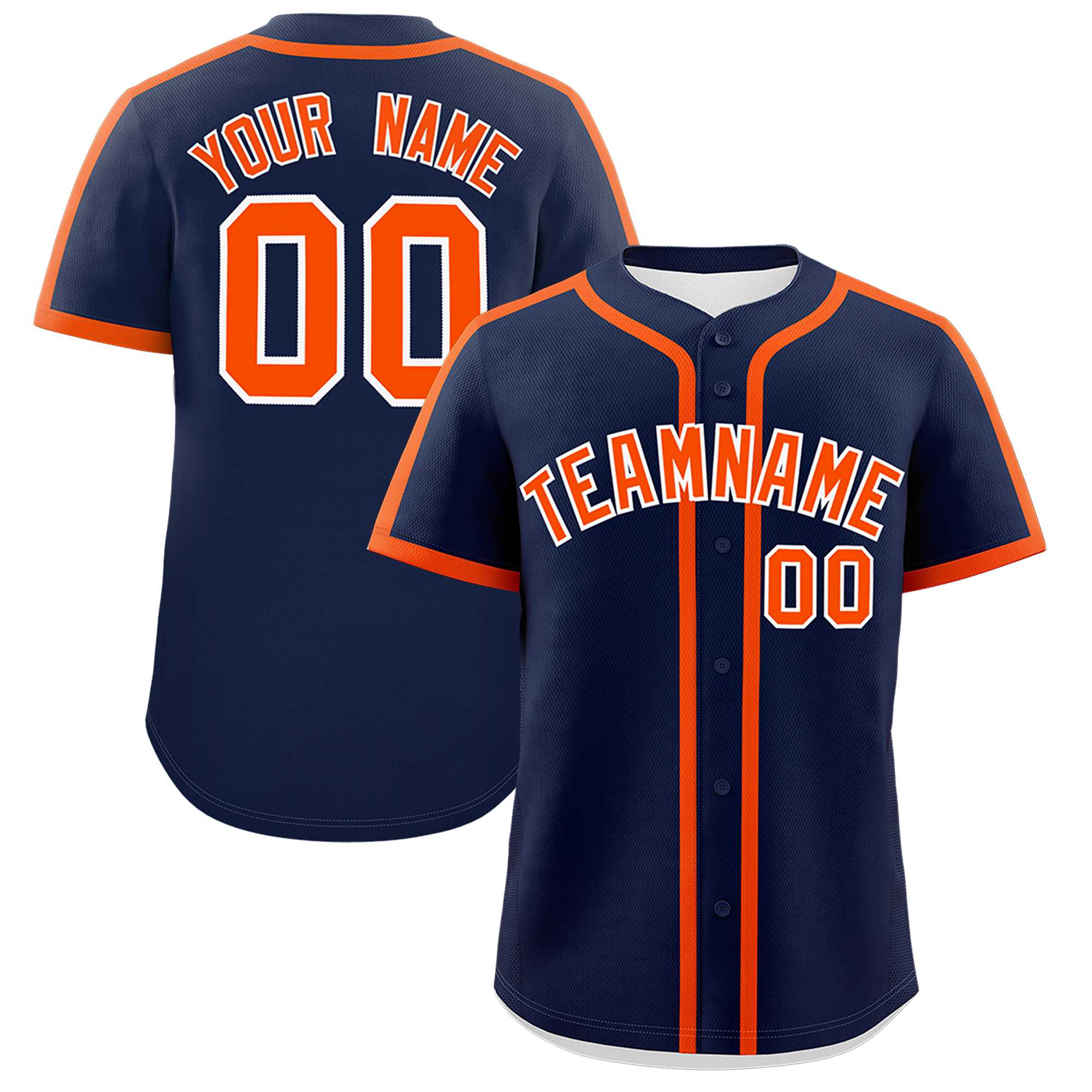 Custom Navy Orange Personalized Classic Authentic Baseball Jersey