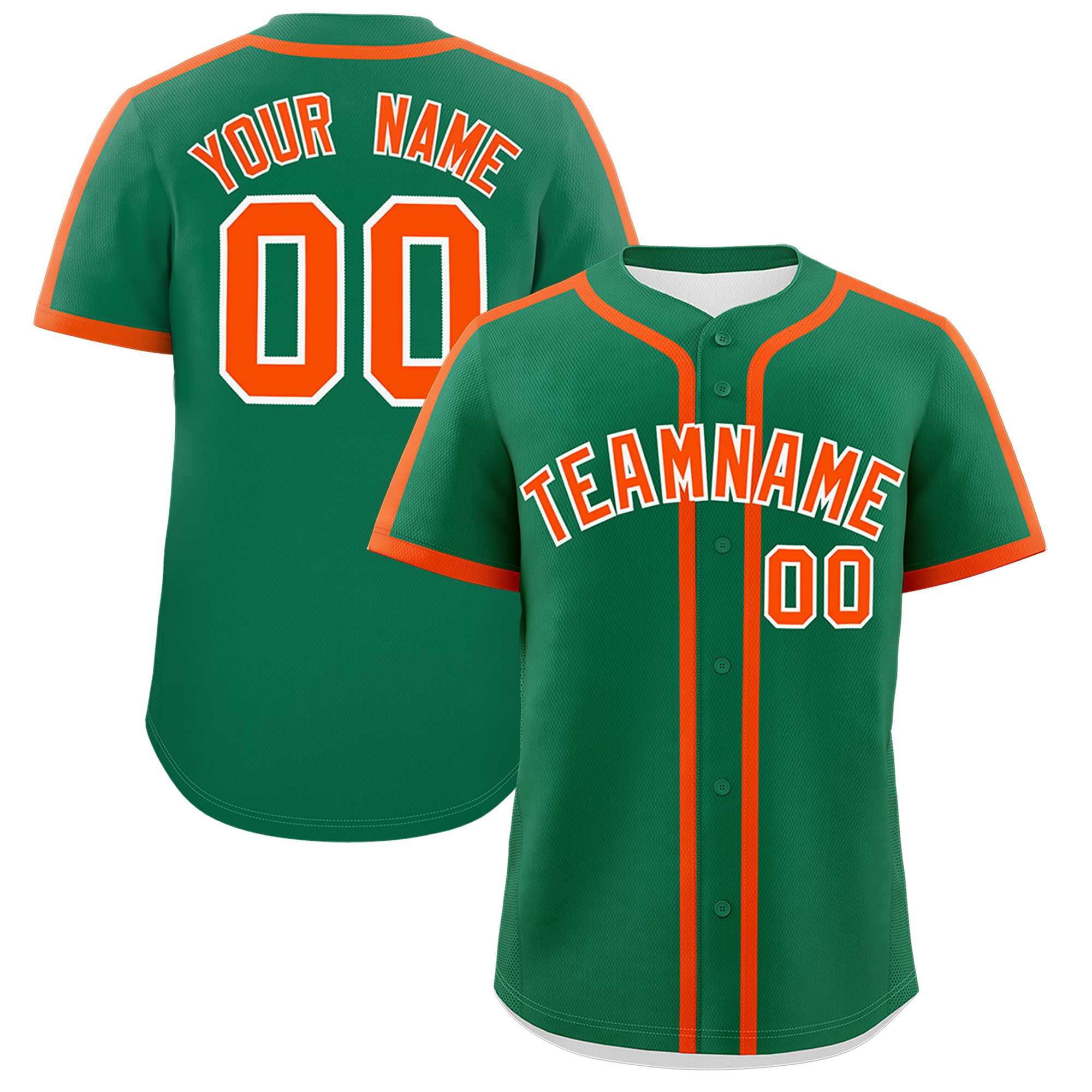 Custom Kelly Green Orange Personalized Classic Authentic Baseball Jersey