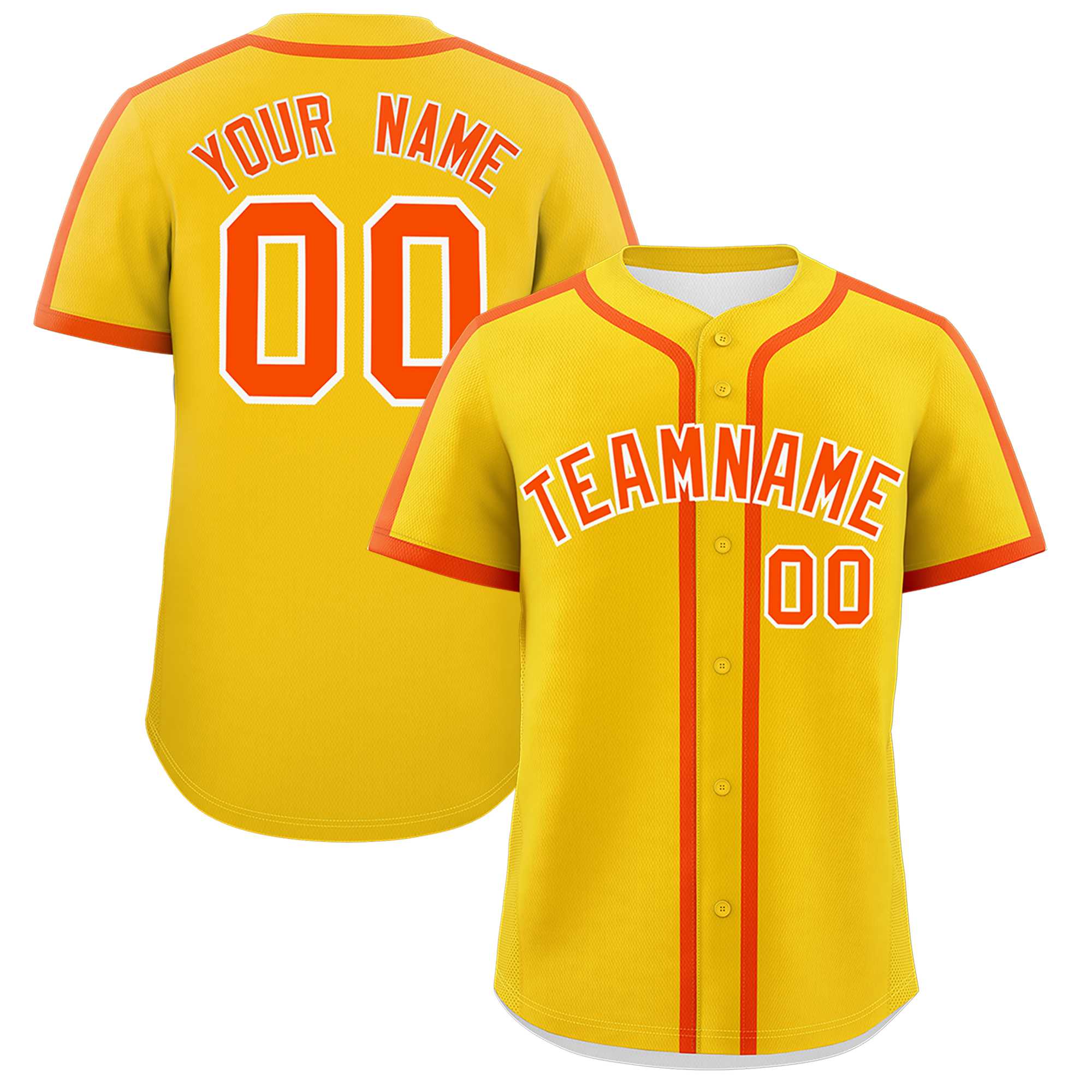 Custom Gold Orange Personalized Classic Authentic Baseball Jersey