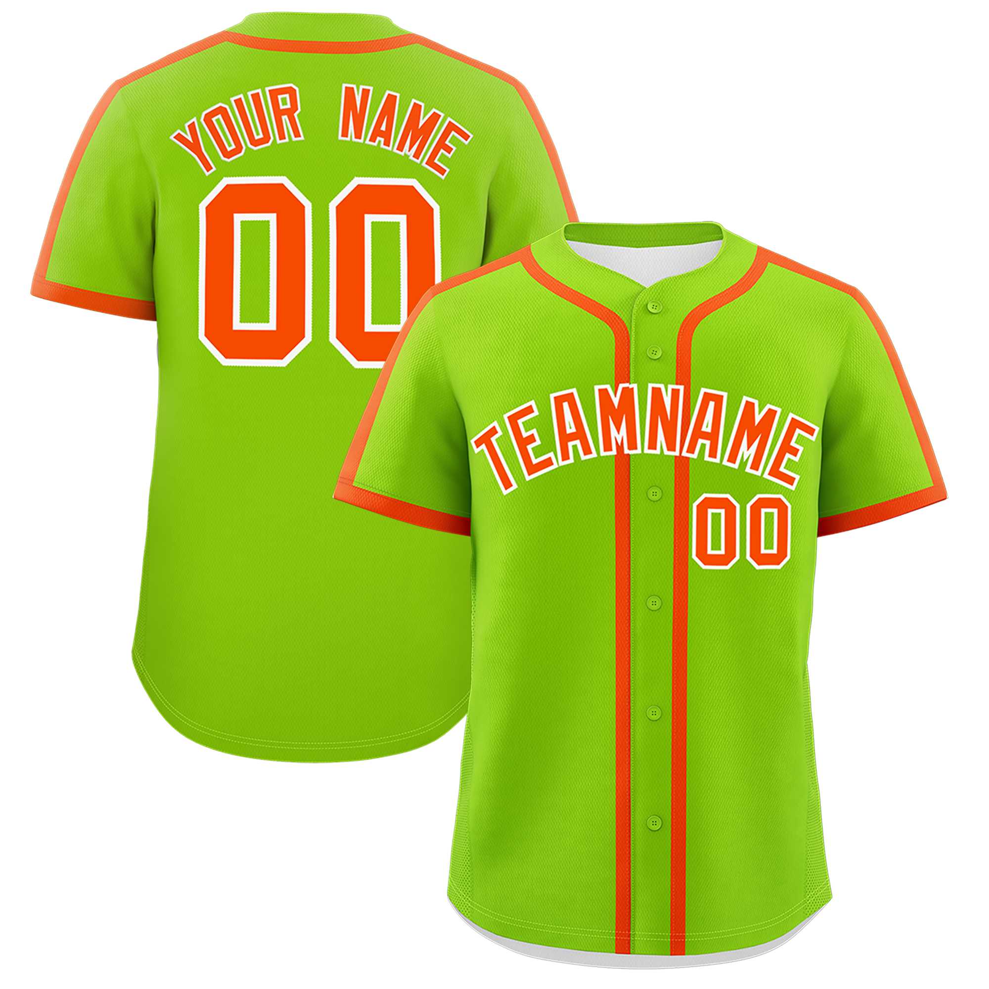 Custom Neon Green Orange Personalized Classic Authentic Baseball Jersey