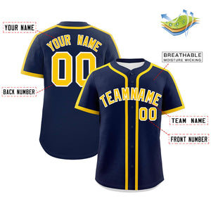 Custom Navy Gold Personalized Classic Authentic Baseball Jersey