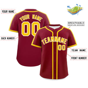 Custom Crimson Gold Personalized Classic Authentic Baseball Jersey