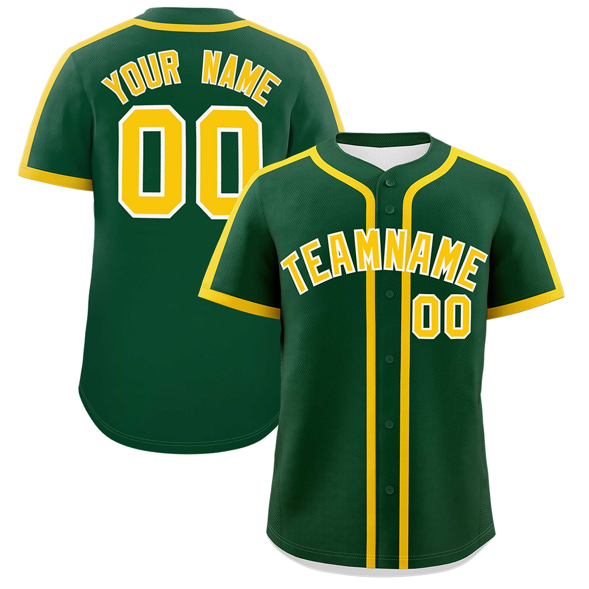 Custom Kelly Green Gold Personalized Classic Authentic Baseball Jersey