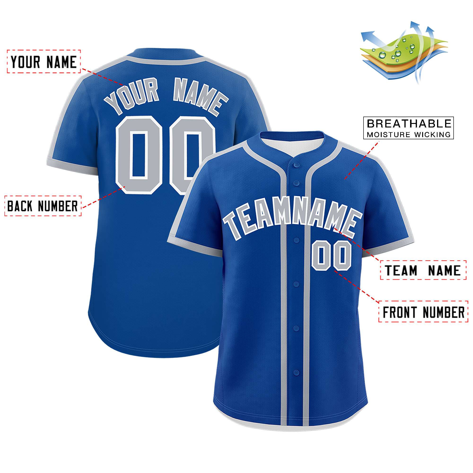 Custom Royal Gray Personalized Classic Authentic Baseball Jersey