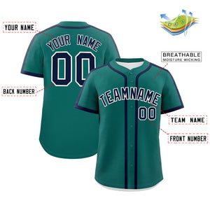 Custom Aqua Navy Personalized Classic Authentic Baseball Jersey