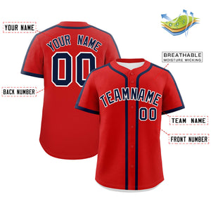 Custom Red Navy Personalized Classic Authentic Baseball Jersey