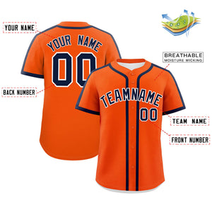 Custom Orange Navy Personalized Classic Authentic Baseball Jersey