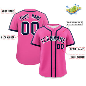 Custom Pink Navy Personalized Classic Authentic Baseball Jersey