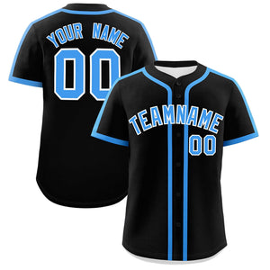 Custom Black Powder Blue Personalized Classic Authentic Baseball Jersey