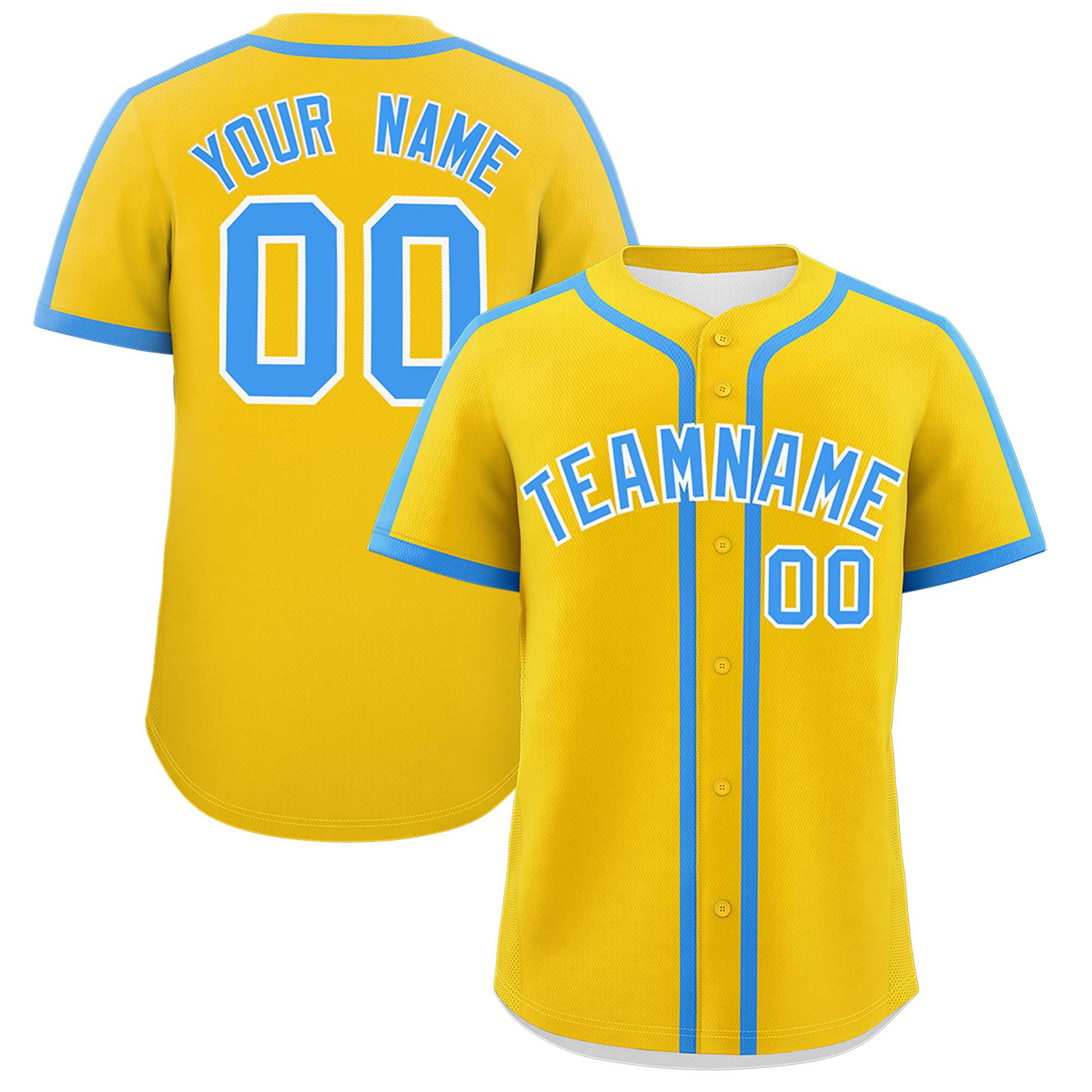 Custom Gold Powder Blue Personalized Classic Authentic Baseball Jersey