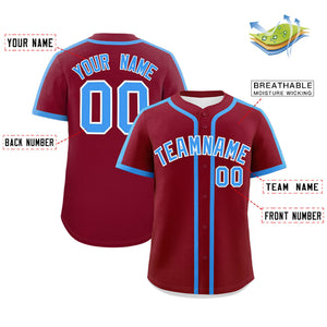 Custom Crimson Powder Blue Personalized Classic Authentic Baseball Jersey