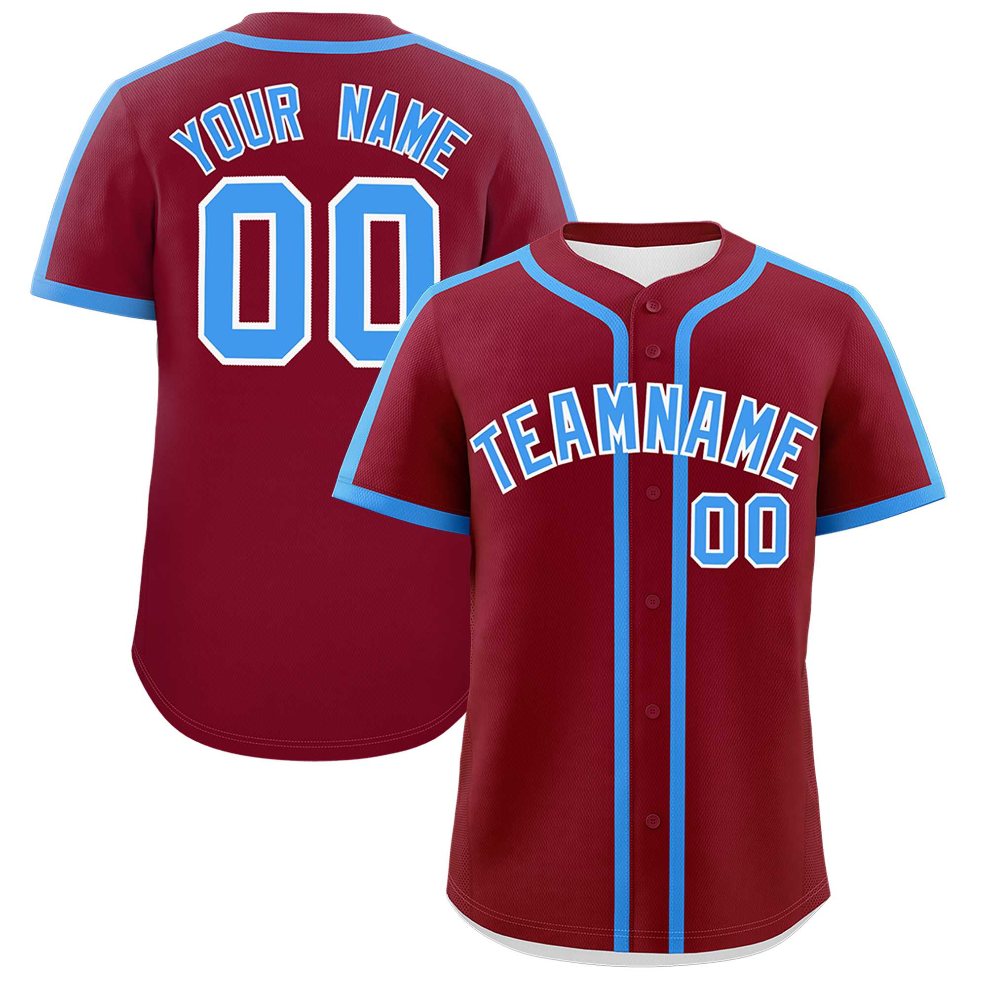 Custom Crimson Powder Blue Personalized Classic Authentic Baseball Jersey