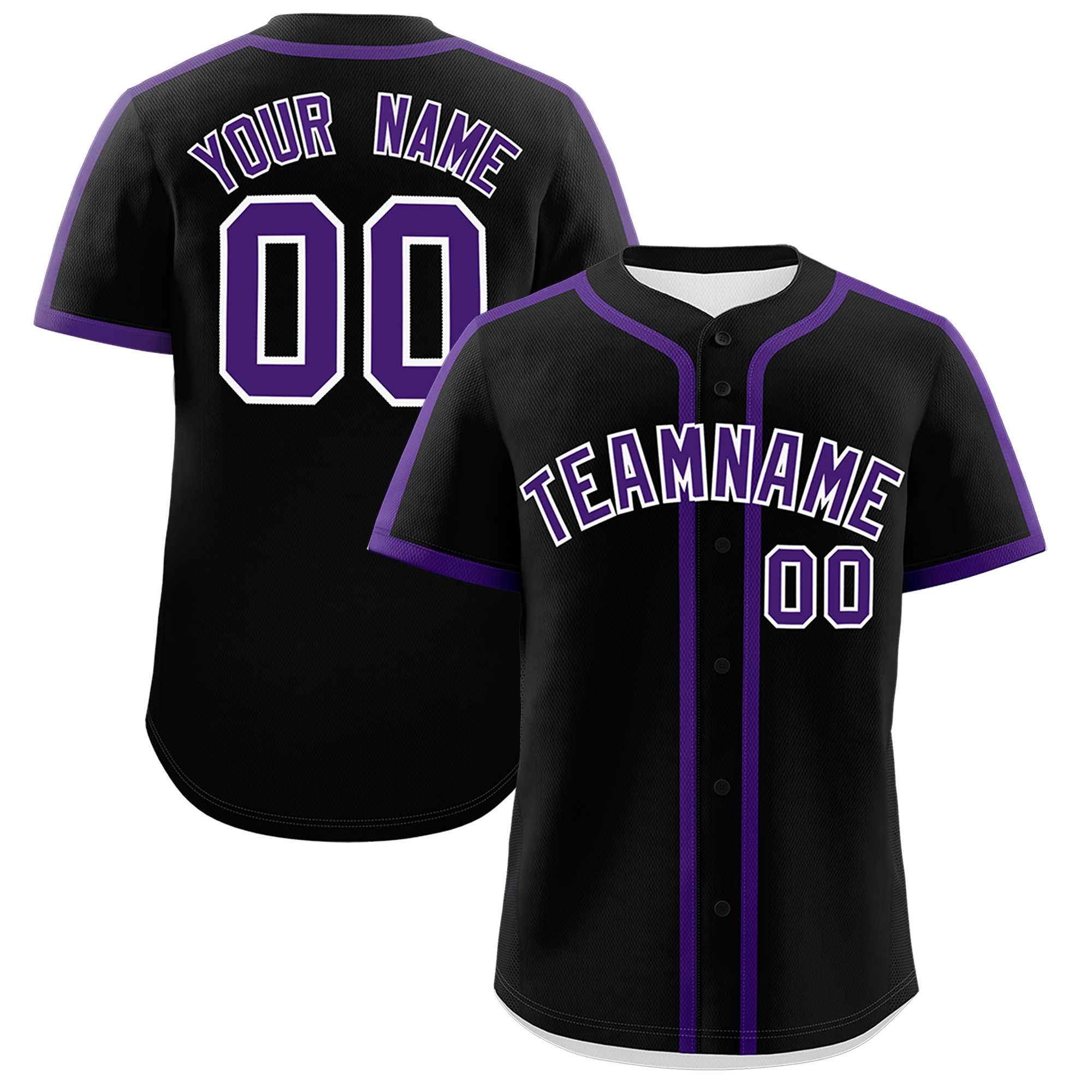 Custom Black Purple Personalized Classic Authentic Baseball Jersey