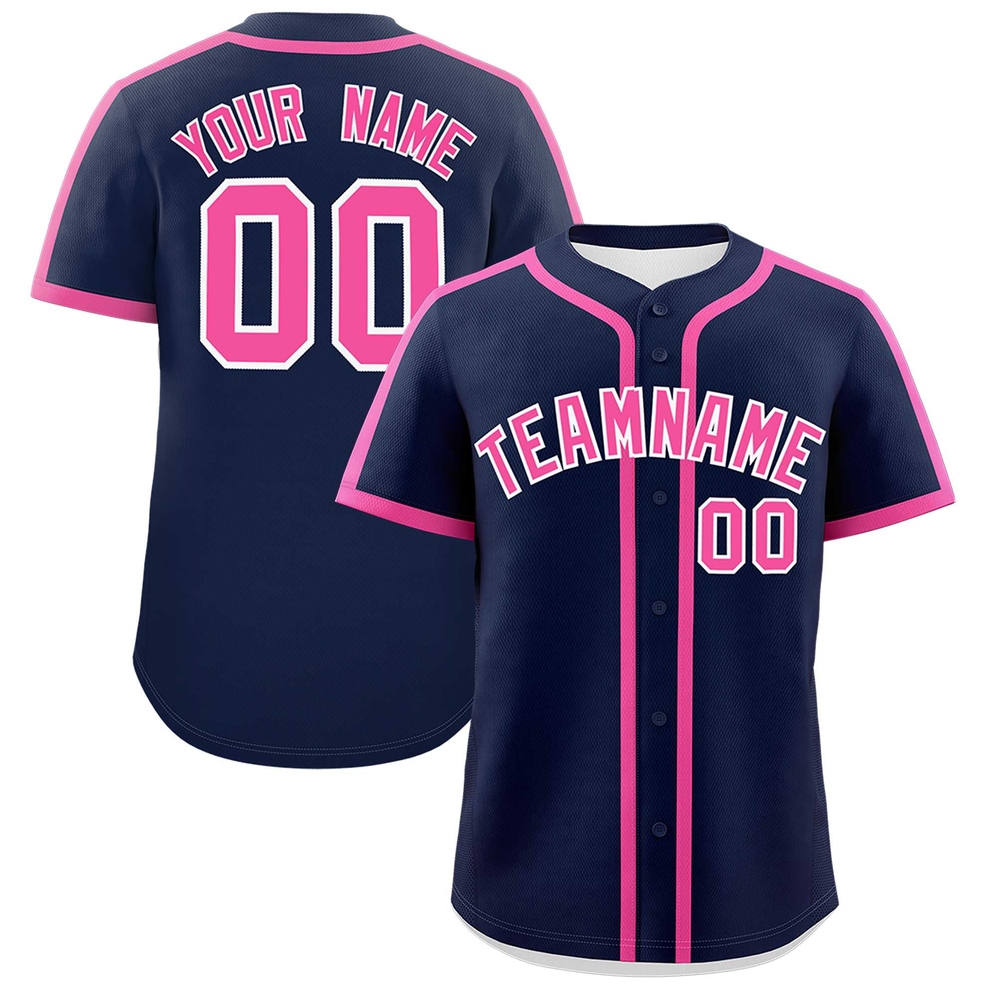 Custom Navy Pink Personalized Classic Authentic Baseball Jersey