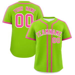 Custom Neon Green Pink Personalized Classic Authentic Baseball Jersey