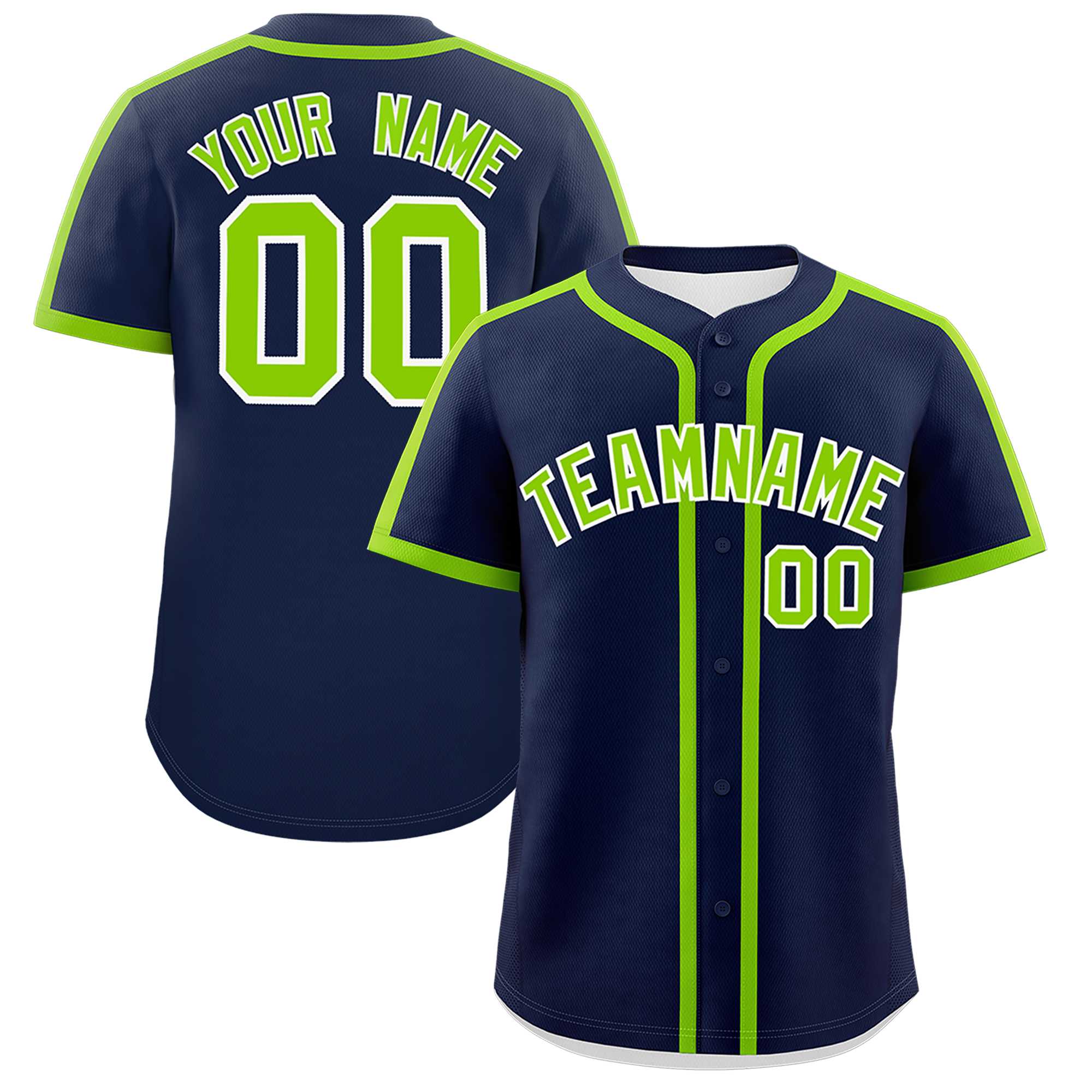 Custom Navy Neon Green Personalized Classic Authentic Baseball Jersey