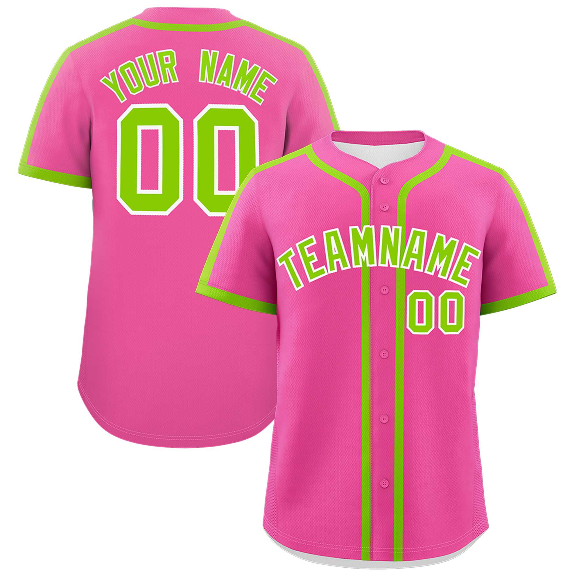 Custom Pink Neon Green Personalized Classic Authentic Baseball Jersey