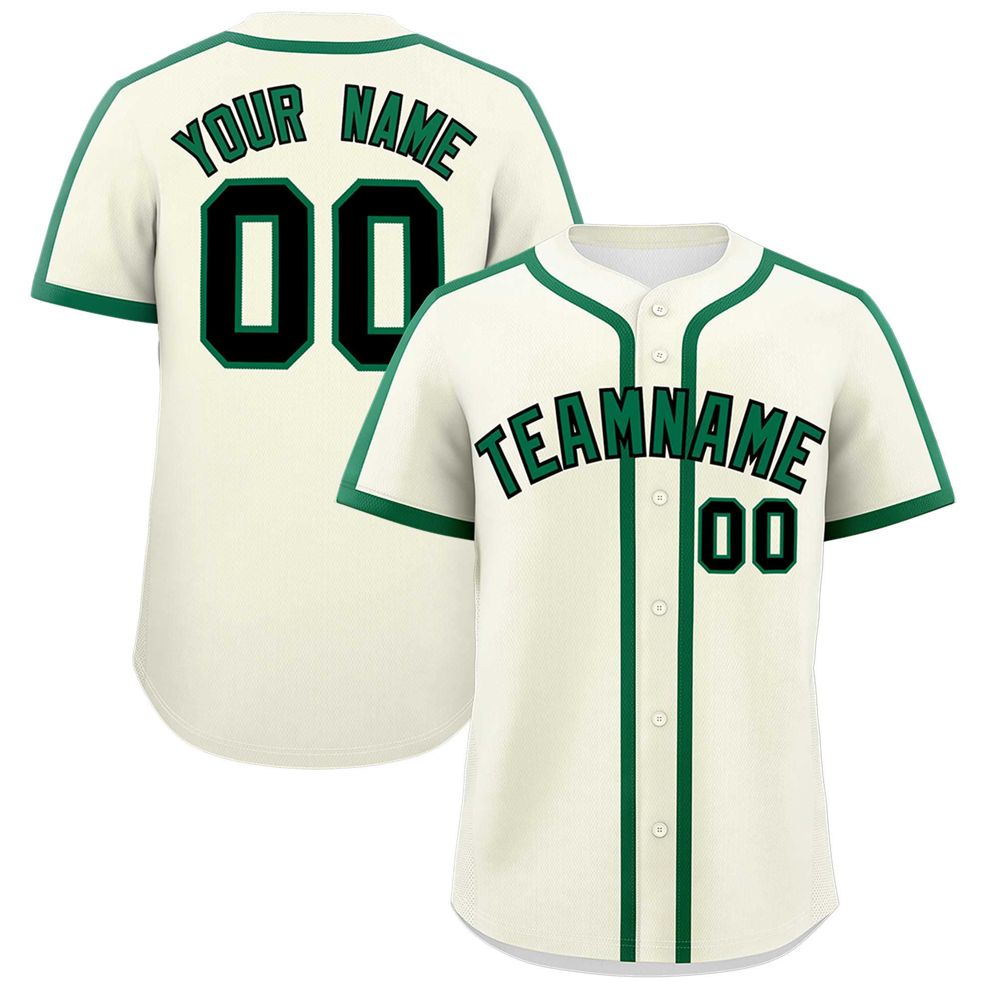 Custom Cream Kelly Green Personalized Classic Authentic Baseball Jersey