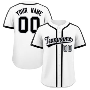 Custom White Black Personalized Classic Authentic Baseball Jersey