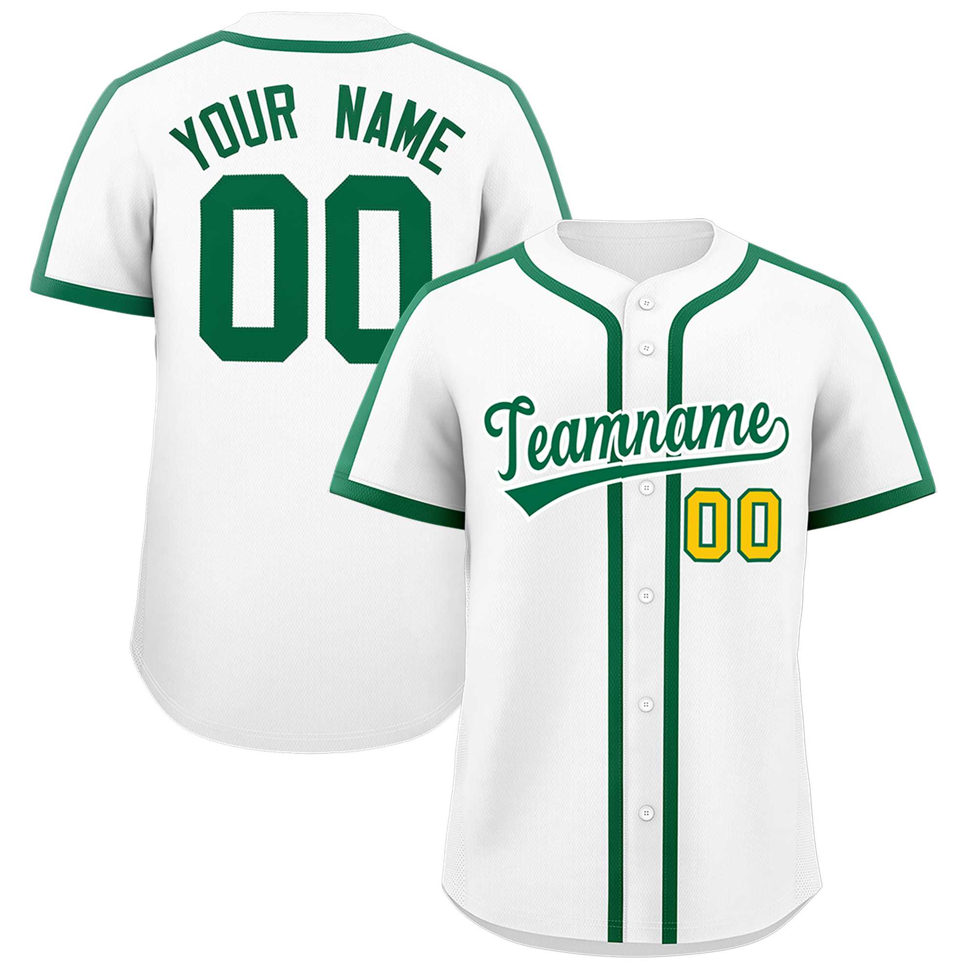 Custom White Kelly Green Personalized Classic Authentic Baseball Jersey