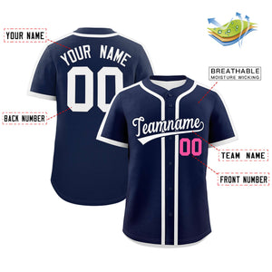 Custom Navy White Personalized Classic Authentic Baseball Jersey