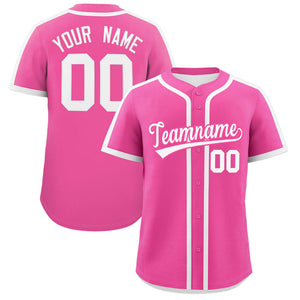 Custom Pink White Personalized Classic Authentic Baseball Jersey