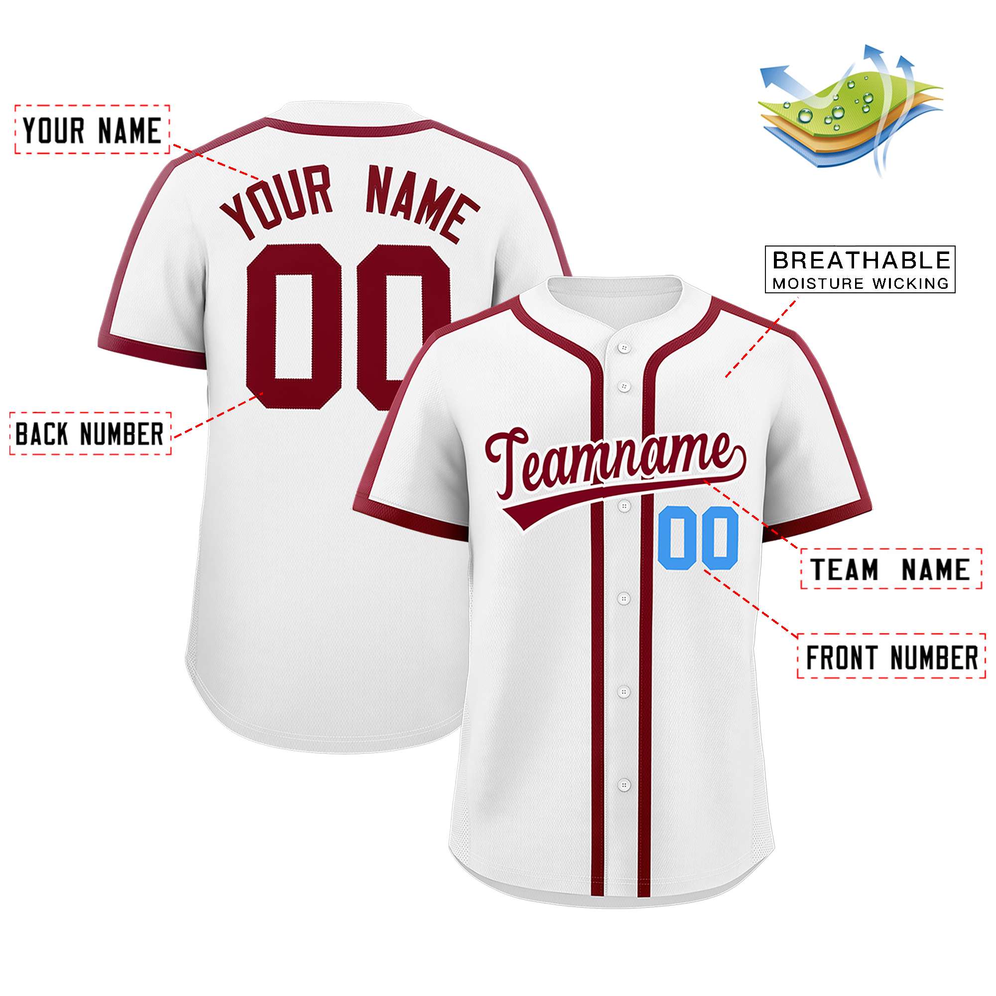 Custom White Crimson Personalized Classic Authentic Baseball Jersey