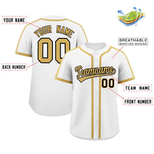 Custom White Khaki Personalized Classic Authentic Baseball Jersey