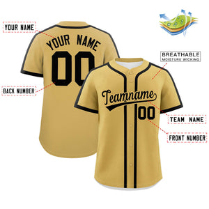 Custom Old Gold Black Personalized Classic Authentic Baseball Jersey