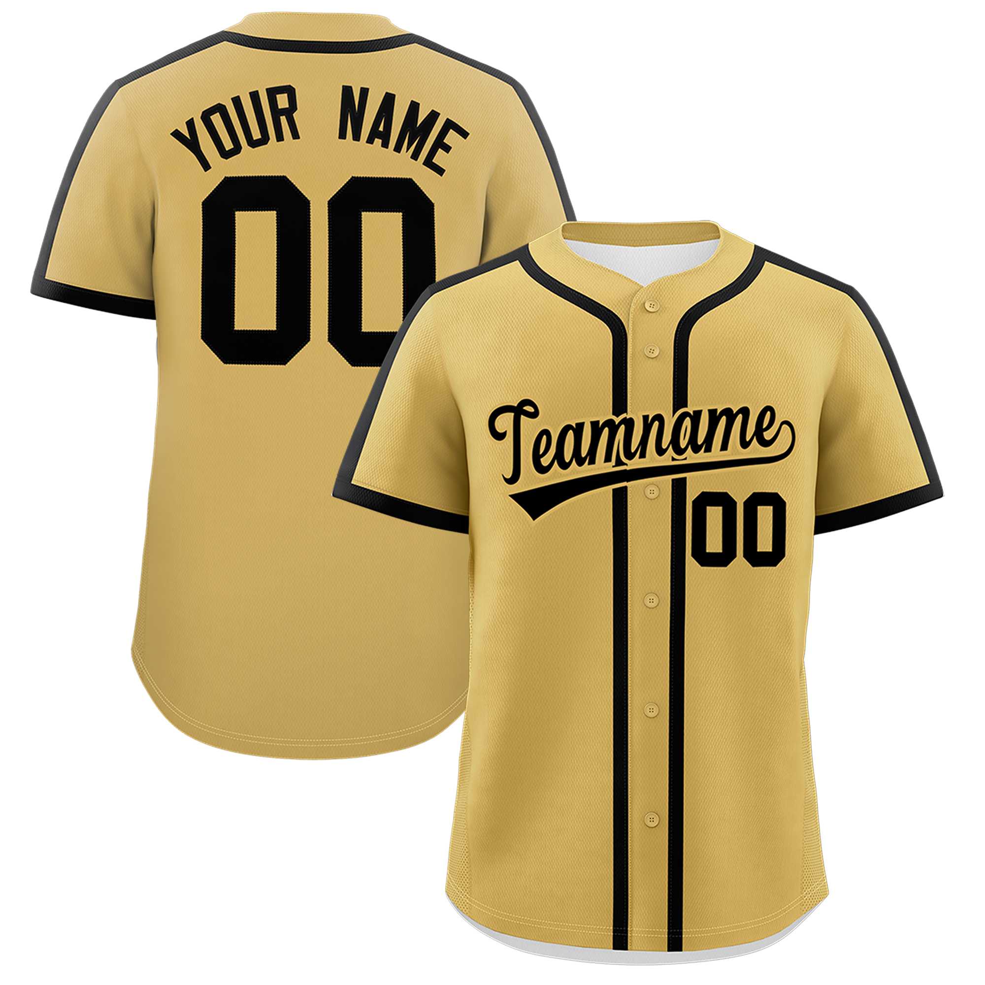 Custom Old Gold Black Personalized Classic Authentic Baseball Jersey