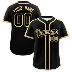 Custom Black Old Gold Personalized Classic Authentic Baseball Jersey