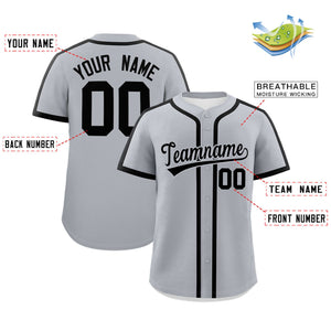 Custom Gray Black Personalized Classic Authentic Baseball Jersey