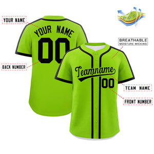 Custom Neon Green Black Personalized Classic Authentic Baseball Jersey