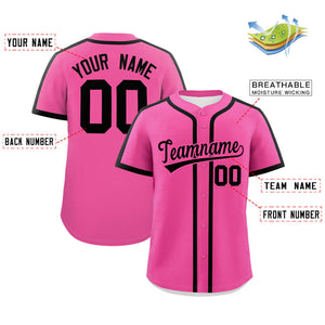 Custom Pink Black Personalized Classic Authentic Baseball Jersey