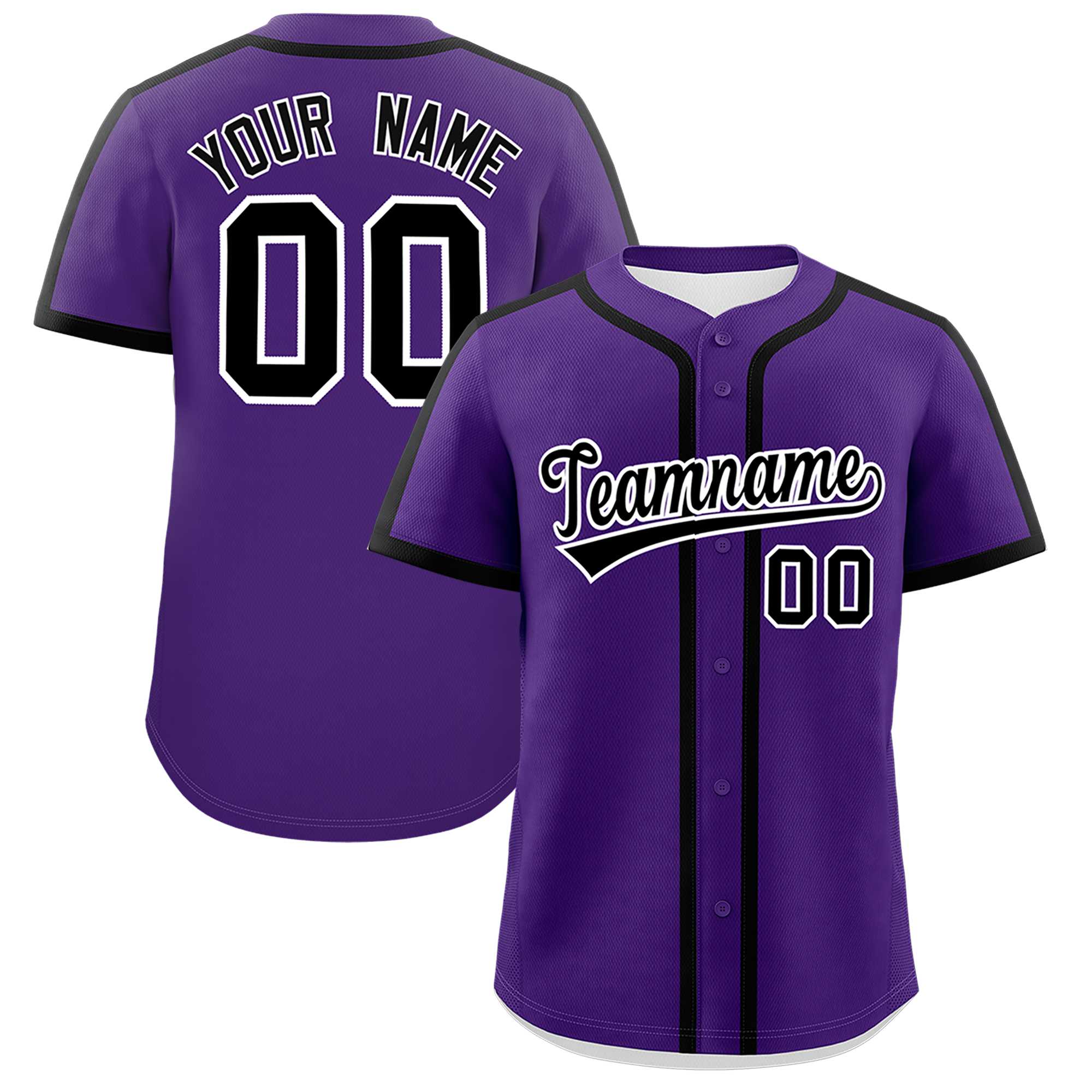 Custom Purple Black Personalized Classic Authentic Baseball Jersey