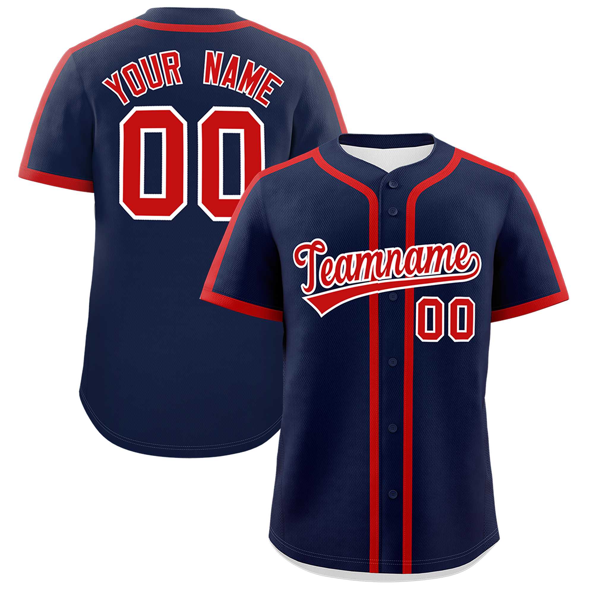 Custom Navy Red Personalized Classic Authentic Baseball Jersey