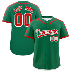 Custom Kelly Green Red Personalized Classic Authentic Baseball Jersey